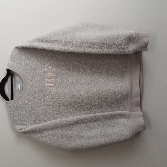 Everlane X youtube the renew fleece sweatshirt women M beige sherpa y2k casual - Picture 1 of 7